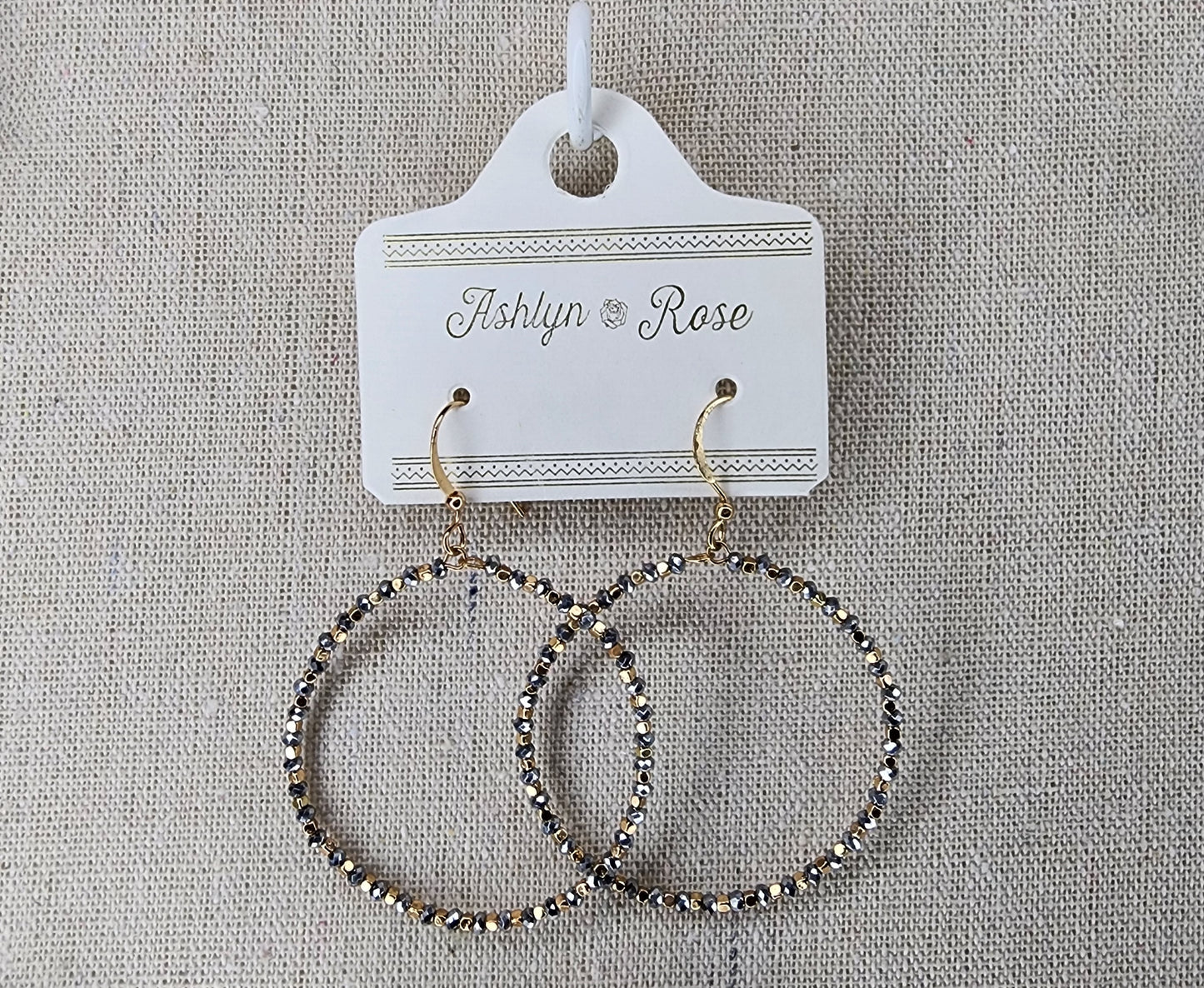 Sparkle with Love Beaded Hoop Earrings/Grey