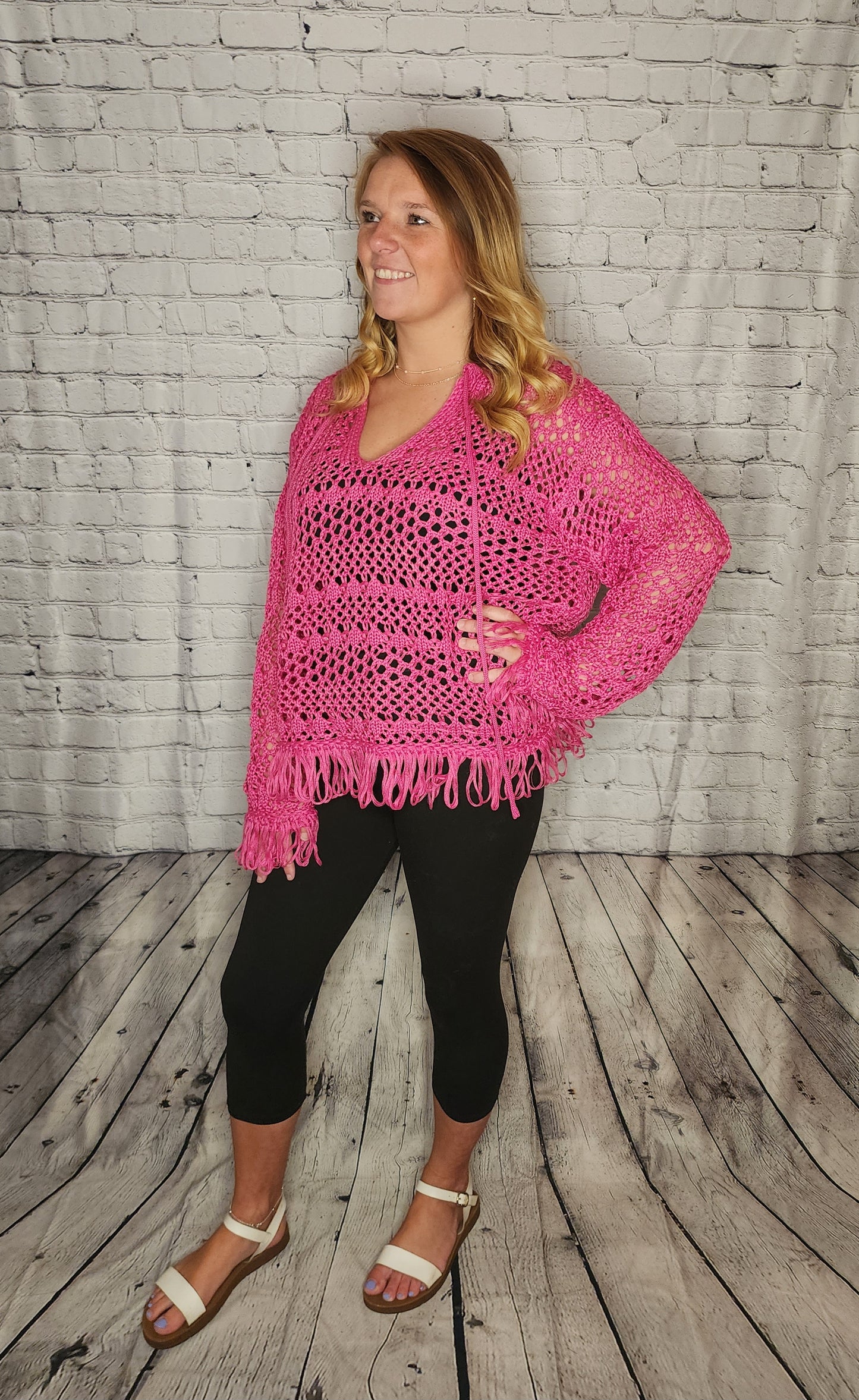 All the Pink Fringe Crochet Top