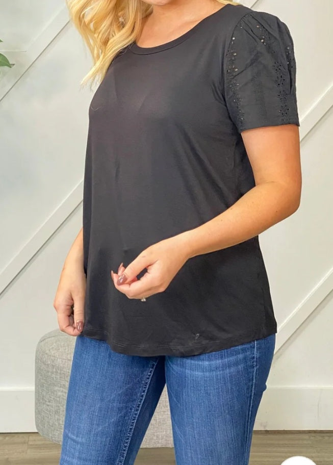 Nothing But Chic Eyelet Puff Sleeve Top