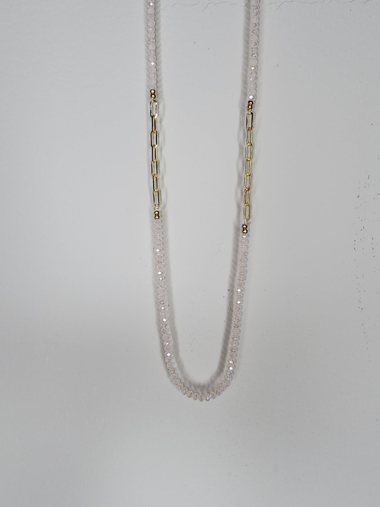 Small sparkle Ivory Bead Long Necklace