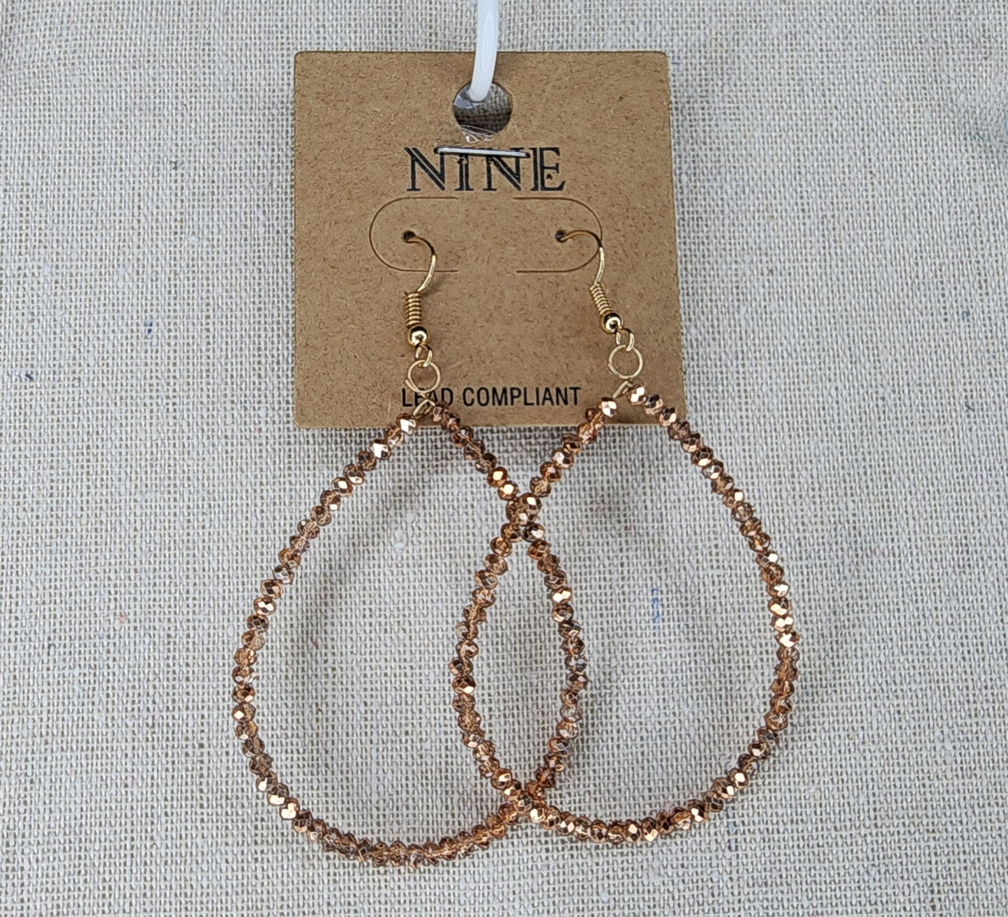 Sparkle Beaded Pear Hoop/Rose