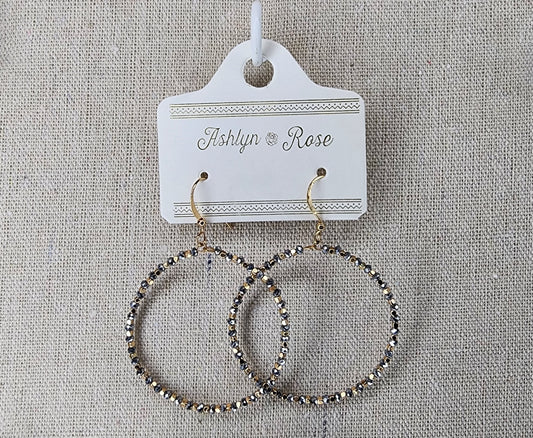 Sparkle with Love Beaded Hoop Earrings/Grey