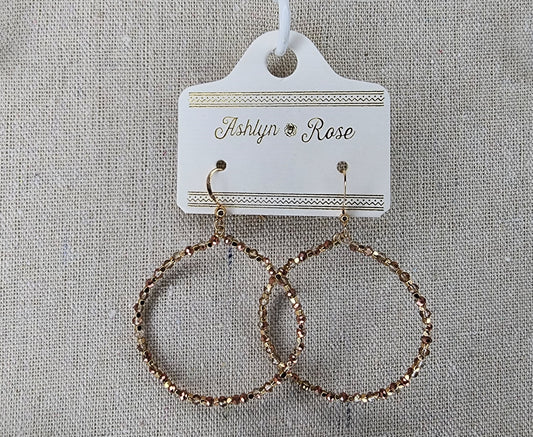 Sparkle with Love Beaded Hoop Earrings/Rose Gold Tone