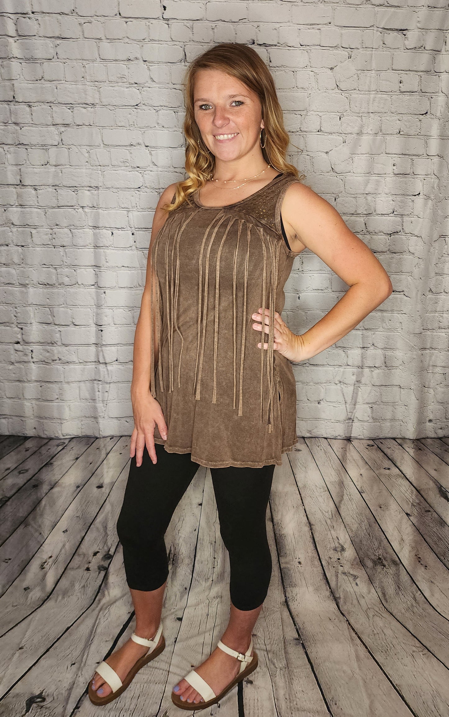 Stone on the Fringe Mocha Tank