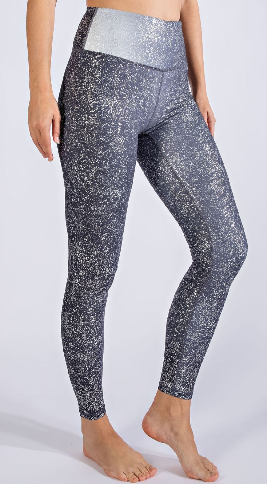 Tie Dye Allover Foil Leggings - Grey