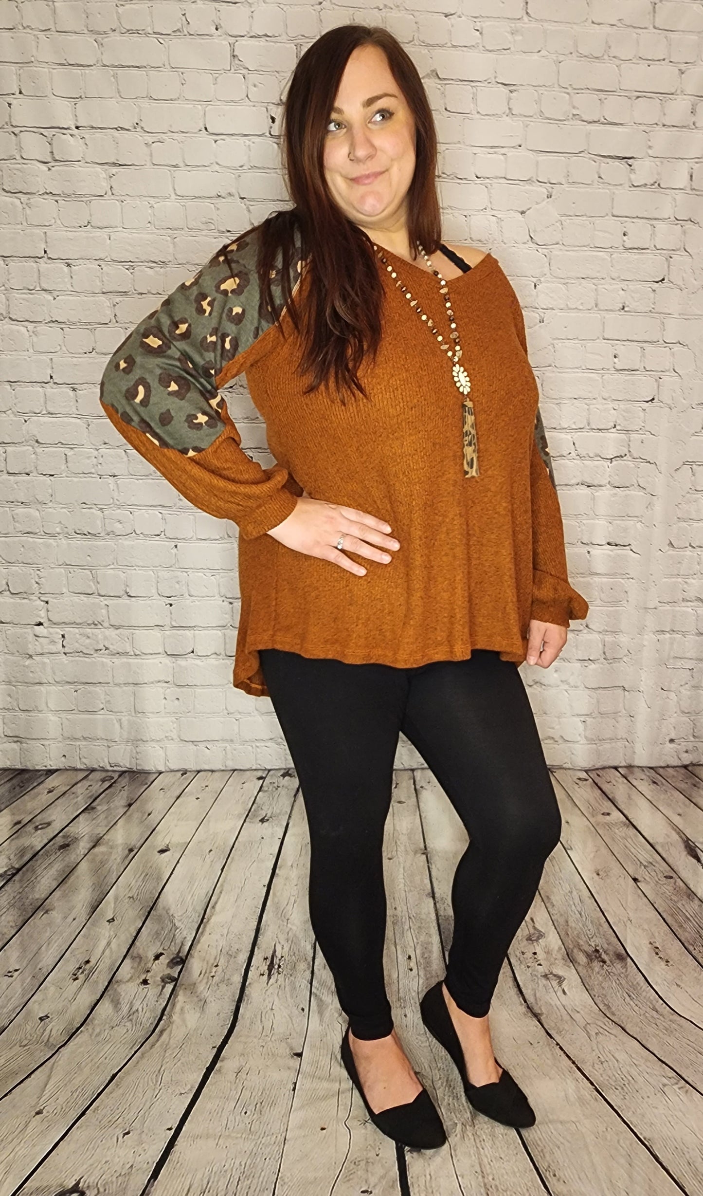 Rust/Olive Leopard Sweater