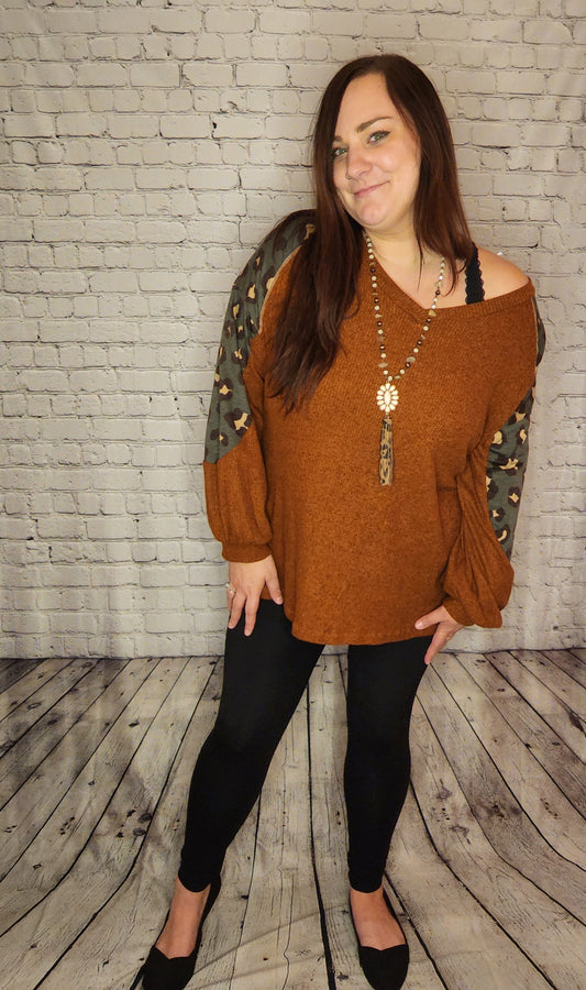 Rust/Olive Leopard Sweater